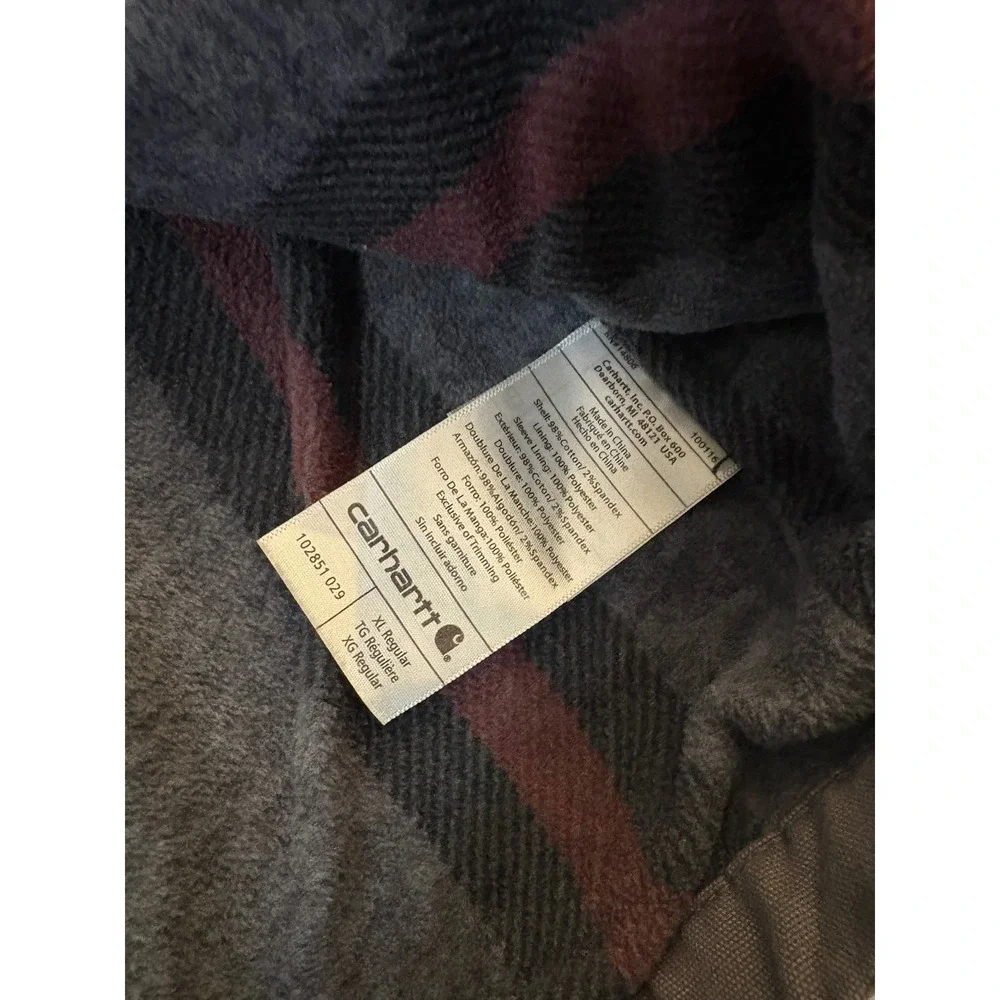 Carhartt Mens Rigby Fleece Lined Shirt Jac Shadow Gray Canvas Jacket 102851 XL
